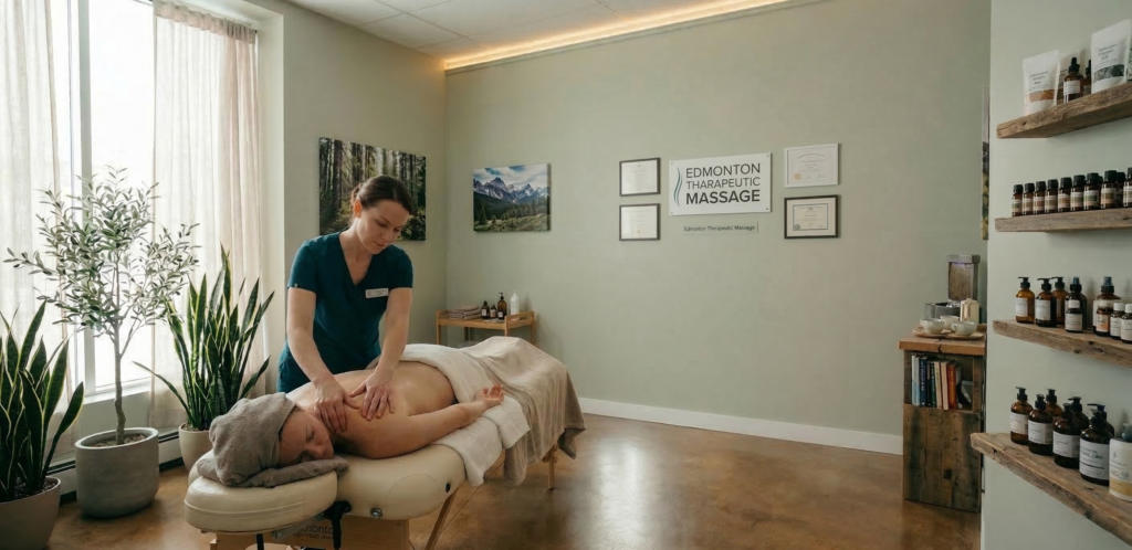 The serene interior of Massage Quest, a holistic wellness clinic Edmonton.